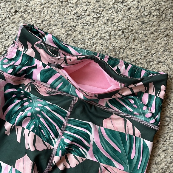 NIKE Fast Crop Running Tights, Pink and Green Botanical Print, S - Picture 12 of 13